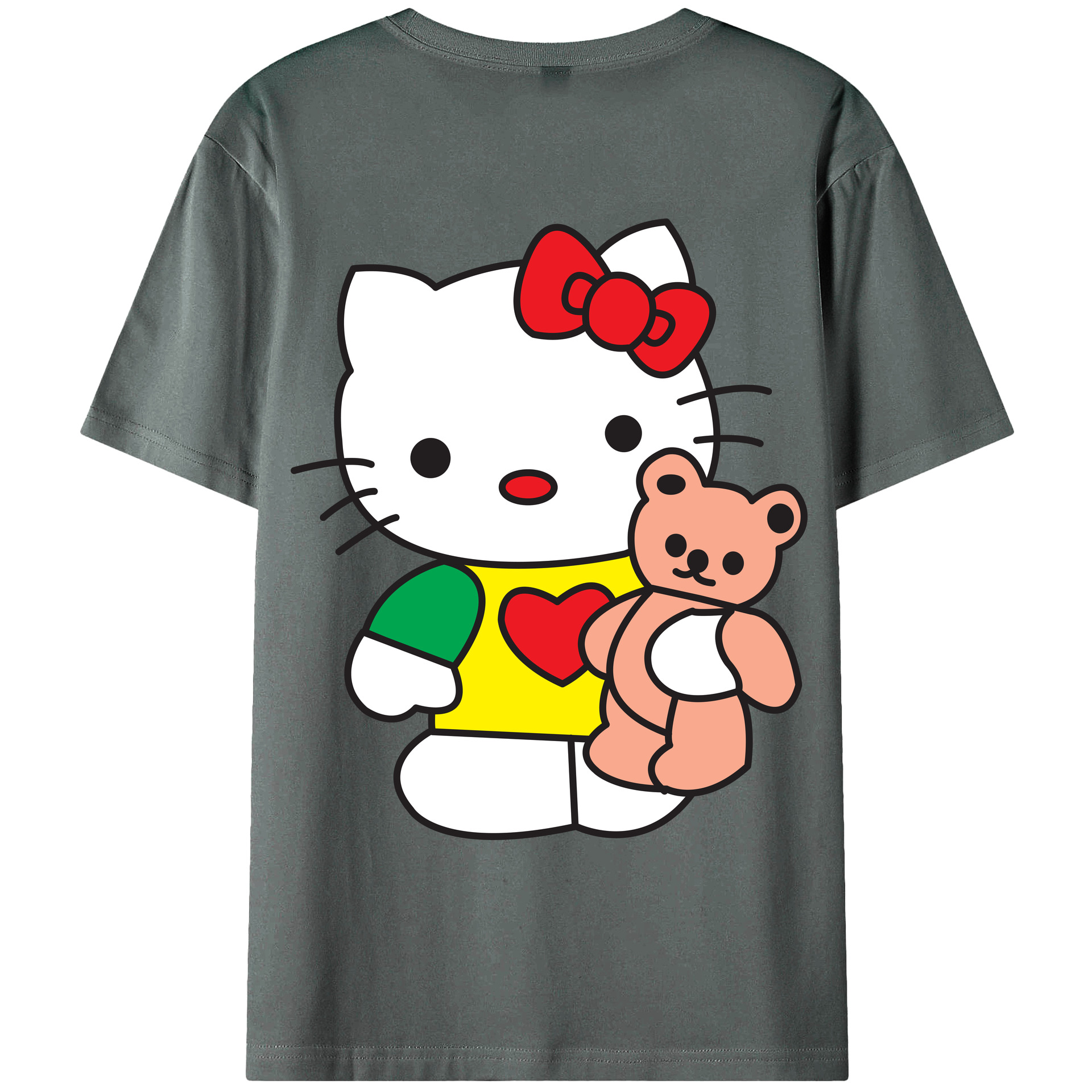 （画像用） Hello Kitty ハローキティ 綿100％ メンズ半袖Tシャツ（バックプリント） 通気性